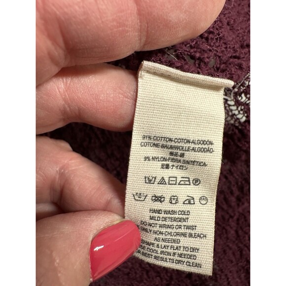 Free People In My Element Cardigan Sweater Womens M Long Open Cotton Burgundy - Picture 7 of 7